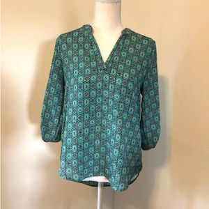 NWOT PINK ROSE BOHO BLUE/GREEN TOP SMALL